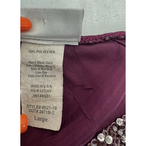 VTG Fashion Bug Y2K 90s Purple Crinkle Satin Beaded Babydoll Cami Top L USA Glam - Picture 5 of 9